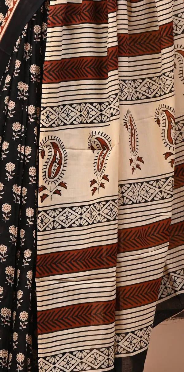 Black_Pure_Cotton_Hand_Block_Printed_Saree_For_Women