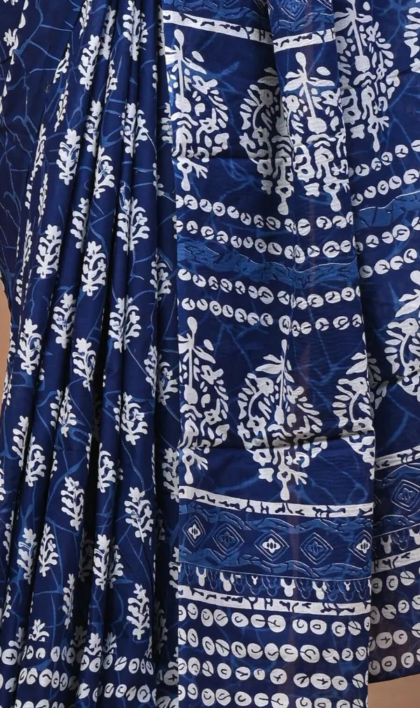 Light_Blue_Pure_Cotton_Hand_Block_Printed_Saree_For_Women