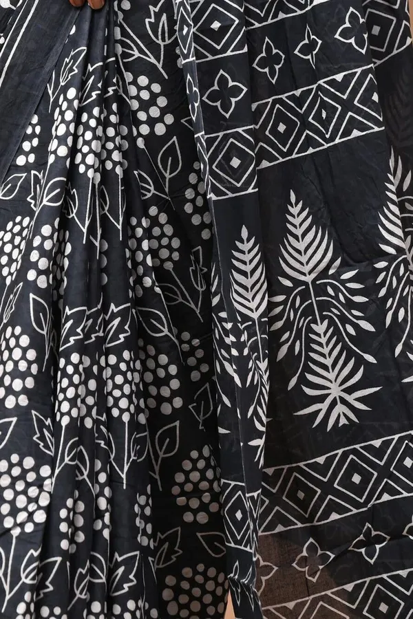 Grey_Pure_Cotton_Hand_Block_Printed_Saree_For_Women