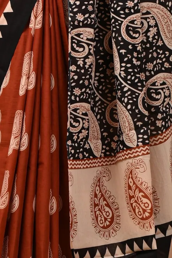 Maroon_And_Black_Pure_Cotton_Hand_Block_Printed_Saree_For_Women