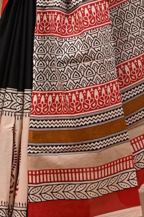Multicolor_Pure_Cotton_Hand_Block_Printed_Saree_For_Women