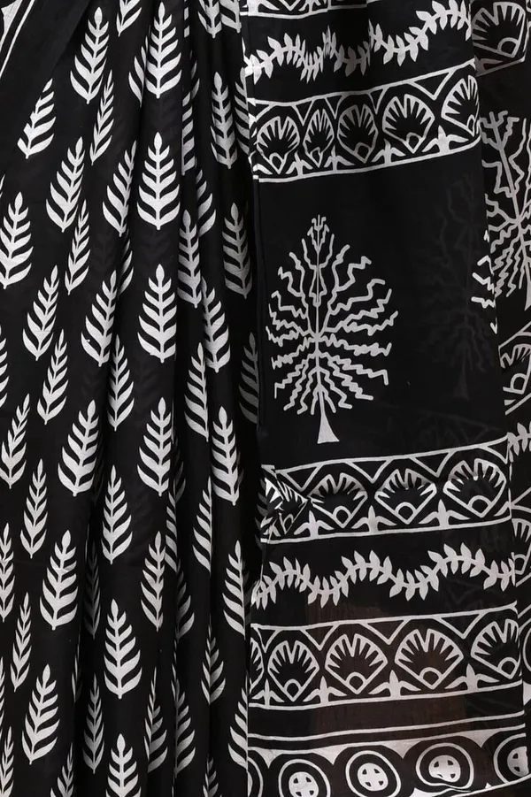 Black_Pure_Cotton_Hand_Block_Printed_Saree_For_Women