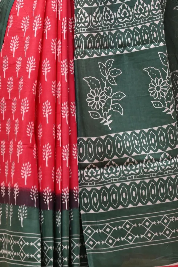 Grey_And_Pink_Pure_Cotton_Hand_Block_Printed_Saree_For_Women