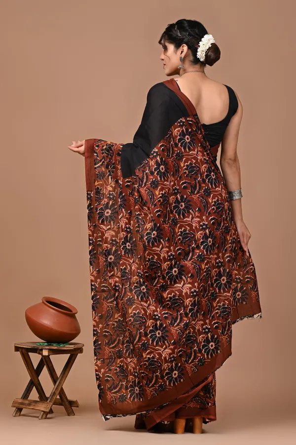 Black_Pure_Cotton_Hand_Block_Printed_Saree_For_Women