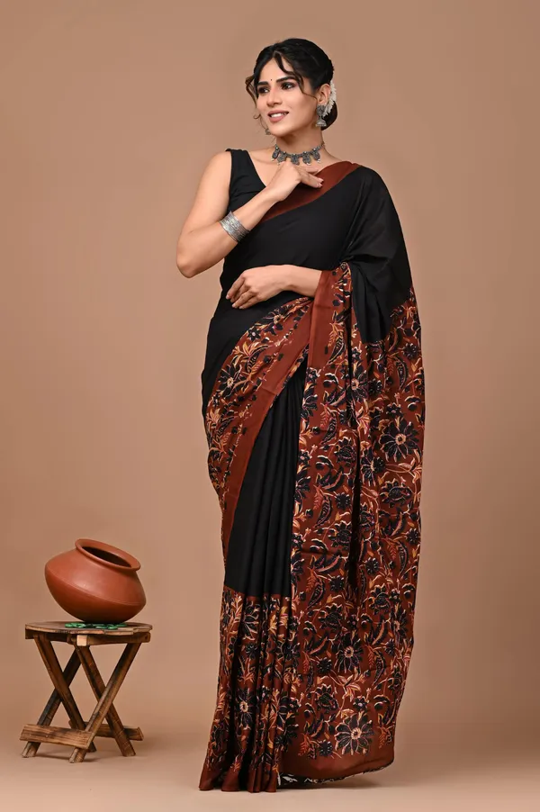 Black_Pure_Cotton_Hand_Block_Printed_Saree_For_Women