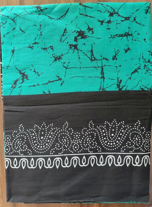 Green_And_Black_Pure_Cotton_Hand_Block_Printed_Saree_For_Women