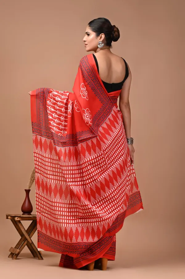 Orange_Pure_Cotton_Printed_Saree_For_Women