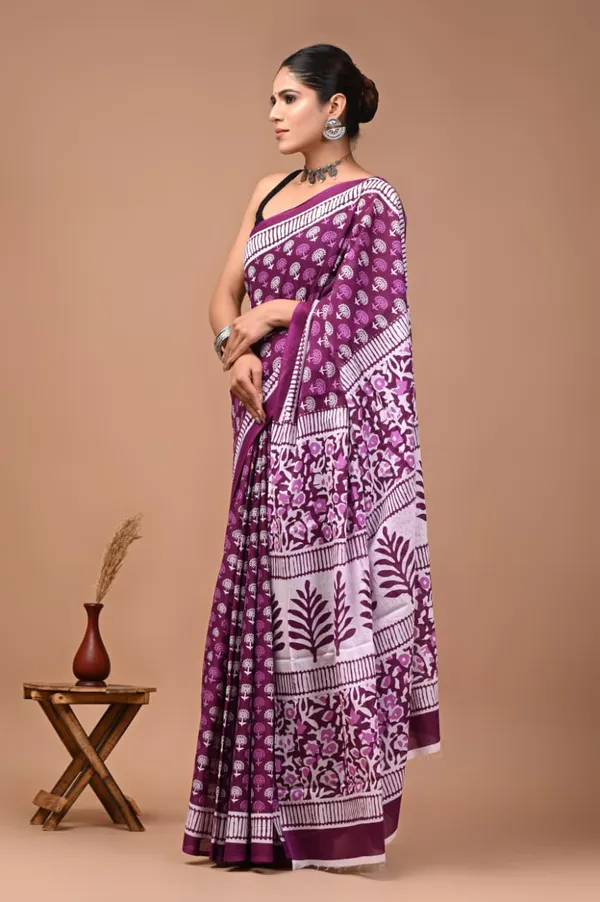 Purple_Pure_Cotton_Printed_Saree_For_Women