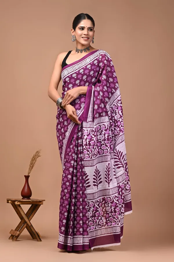 Purple_Pure_Cotton_Printed_Saree_For_Women