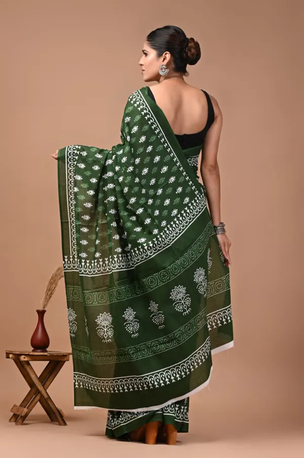 Green_Pure_Cotton_Printed_Saree_For_Women