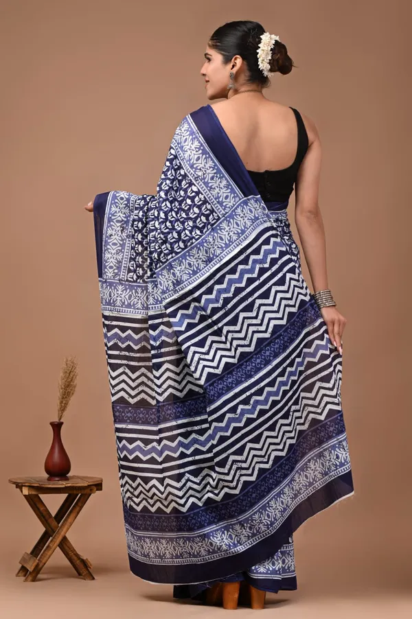 Navy_Blue_Pure_Cotton_Printed_Saree_For_Women