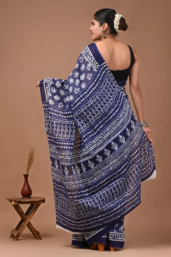 Blue_Pure_Cotton_Printed_Saree_For_Women