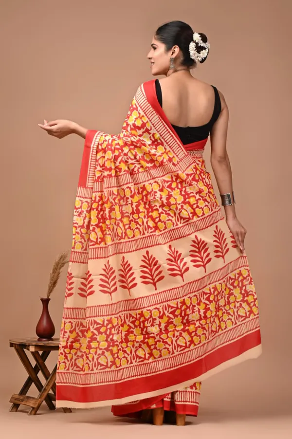 Orange_Pure_Cotton_Printed_Saree_For_Women