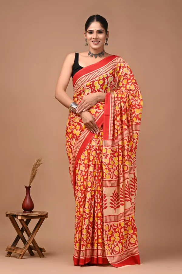Orange_Pure_Cotton_Printed_Saree_For_Women