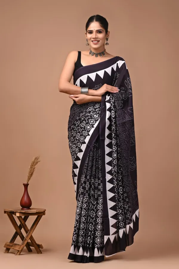 Black_Pure_Cotton_Printed_Saree_For_Women