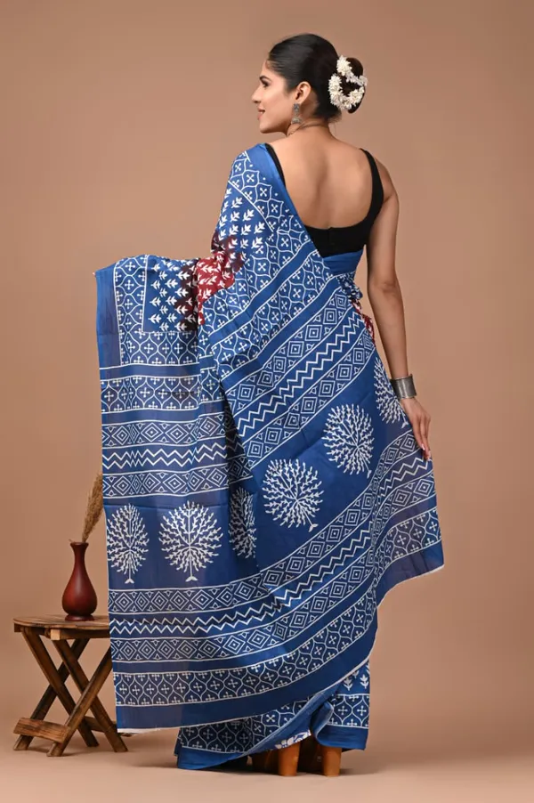 Blue_And_Maroon_Pure_Cotton_Printed_Saree_For_Women
