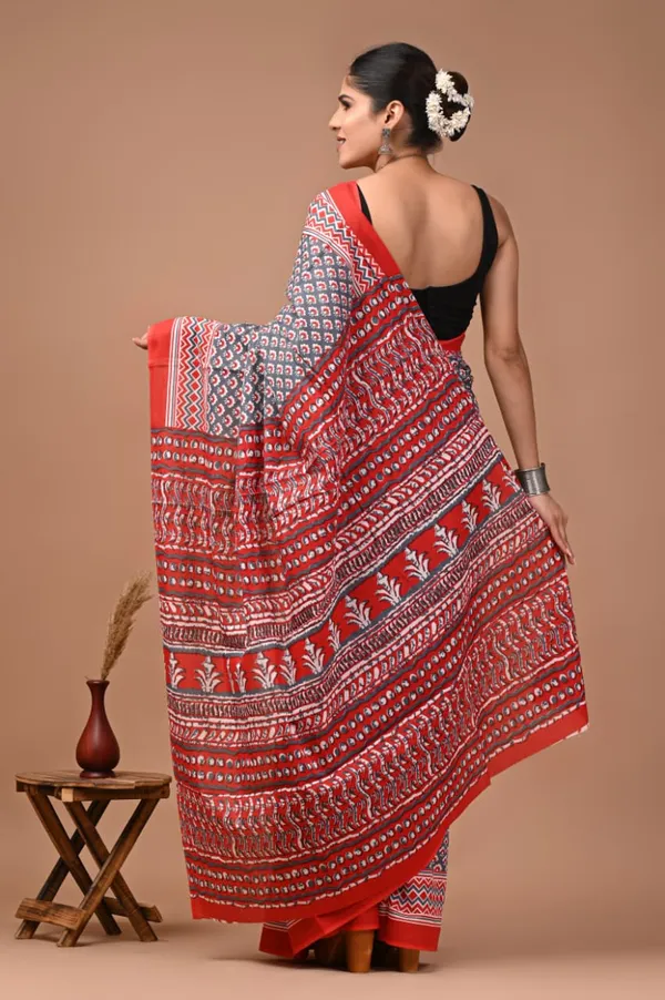 Grey_And_Maroon_Pure_Cotton_Printed_Saree_For_Women