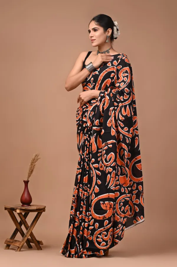 Black_Pure_Cotton_Printed_Saree_For_Women