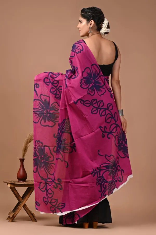 Magenta_And_Black_Pure_Cotton_Printed_Saree_For_Women