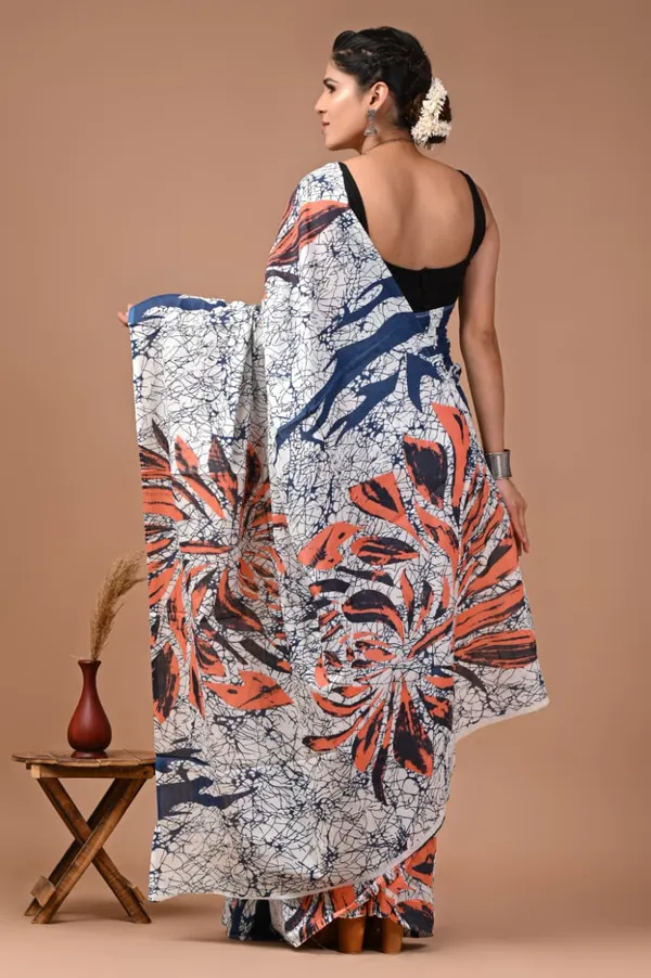 White_Pure_Cotton_Printed_Saree_For_Women