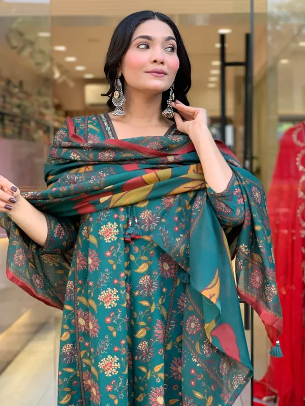 Women's_Dark_Green_Floral_Printed_Kurta_with_Pants_And_Dupatta_Set_3-Piece_Ethnic_Suit