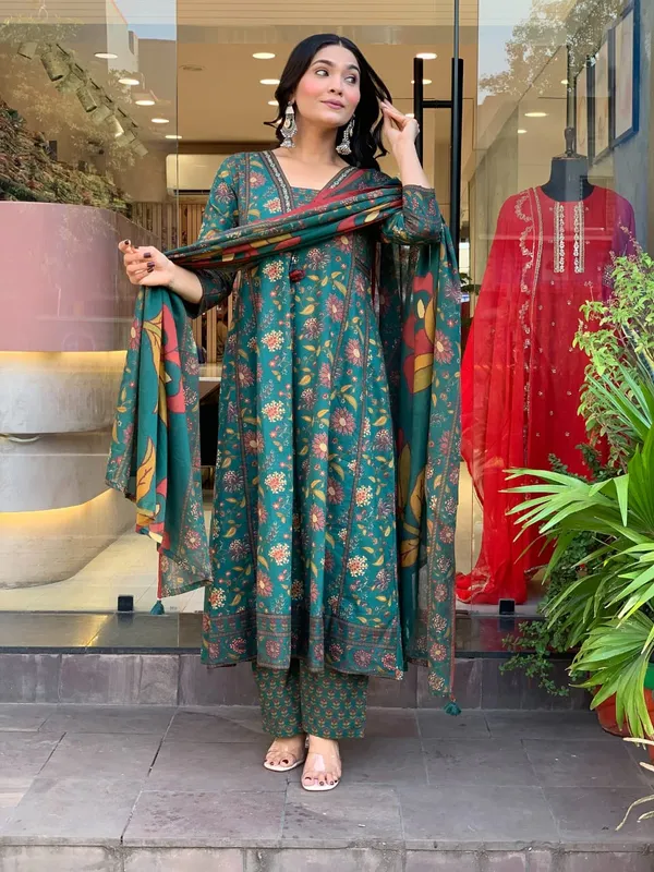 Women's_Dark_Green_Floral_Printed_Kurta_with_Pants_And_Dupatta_Set_3-Piece_Ethnic_Suit