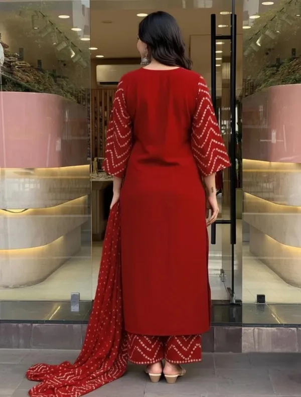 Women's_Deep_Red_Bandhani_Printed_Kurta_with_Pants_And_Dupatta_Set_3-Piece_Ethnic_Suit