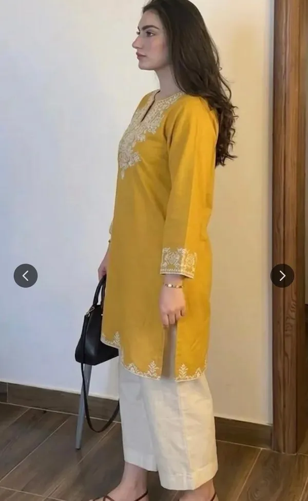 Women's_Mustard_Yellow_Embroidered_Short_Kurta_with_Pants_Set