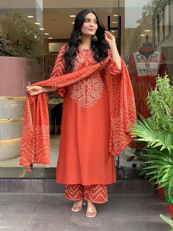 Women's_Orange_Bandhani_Printed_Kurta_with_Pants_And_Dupatta_Set_3-Piece_Ethnic_Suit