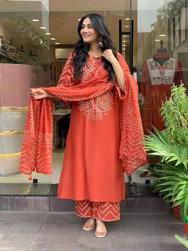 Women's_Orange_Bandhani_Printed_Kurta_with_Pants_And_Dupatta_Set_3-Piece_Ethnic_Suit