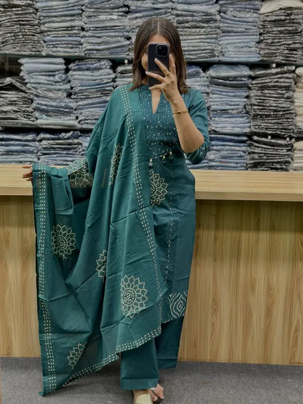 Women's_Teal_Blue_Embroidered_Kurta_with_Pants_And_Dupatta_Set_3-Piece_Ethnic_Suit
