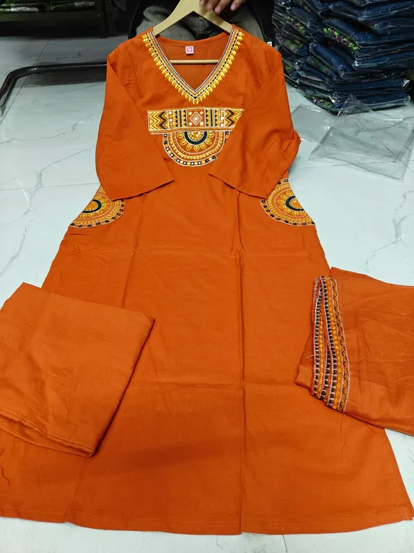 Women's_Vibrant_Orange_Ethnic_Kurta_Set_with_Matching_Stole