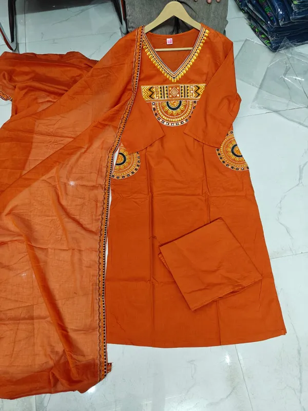 Women's_Vibrant_Orange_Ethnic_Kurta_Set_with_Matching_Stole