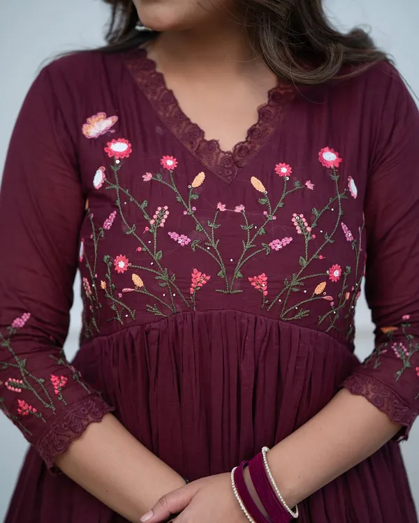Women's_Wine_Embroidered_Anarkali_Kurta_Pant_Set_with_Printed_Dupatta