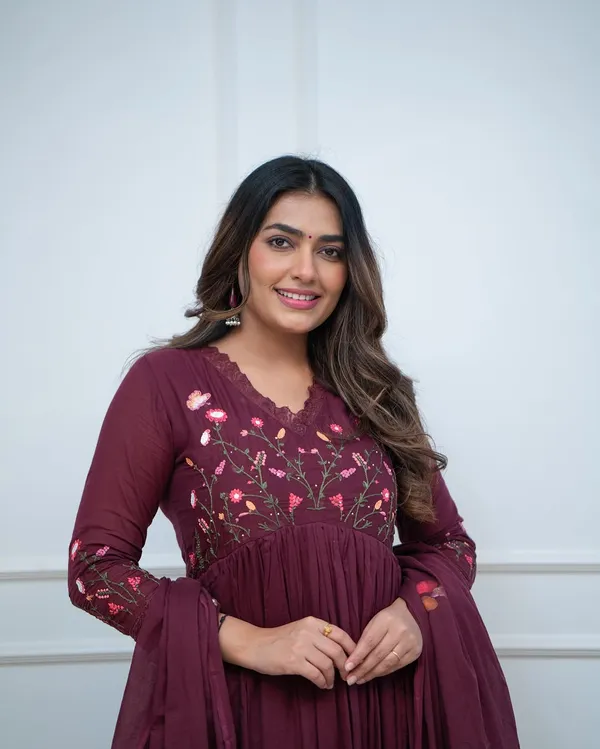 Women's_Wine_Embroidered_Anarkali_Kurta_Pant_Set_with_Printed_Dupatta