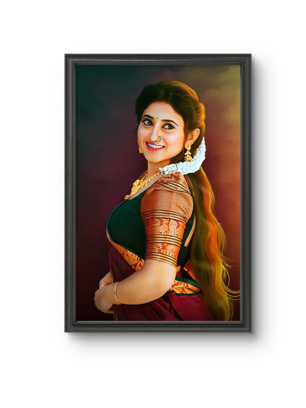 Plastic_Wood_Frame_Digital_Oil_Painting_Customizable_Photo_Frame_Black
