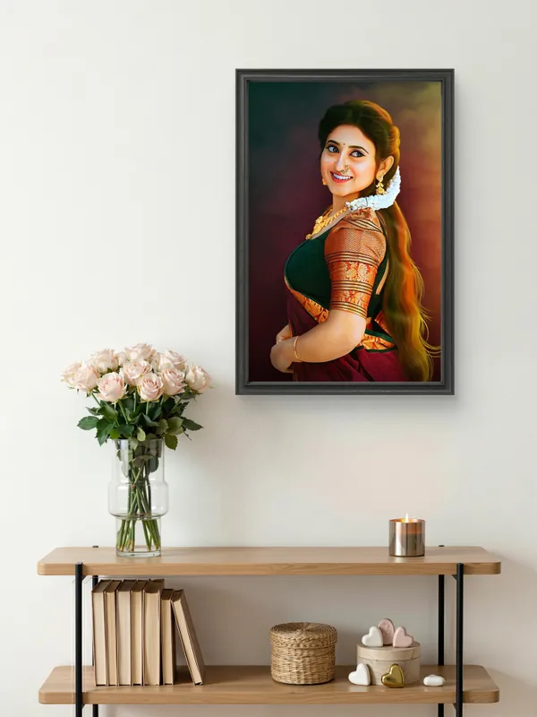 Plastic_Wood_Frame_Digital_Oil_Painting_Customizable_Photo_Frame_Black