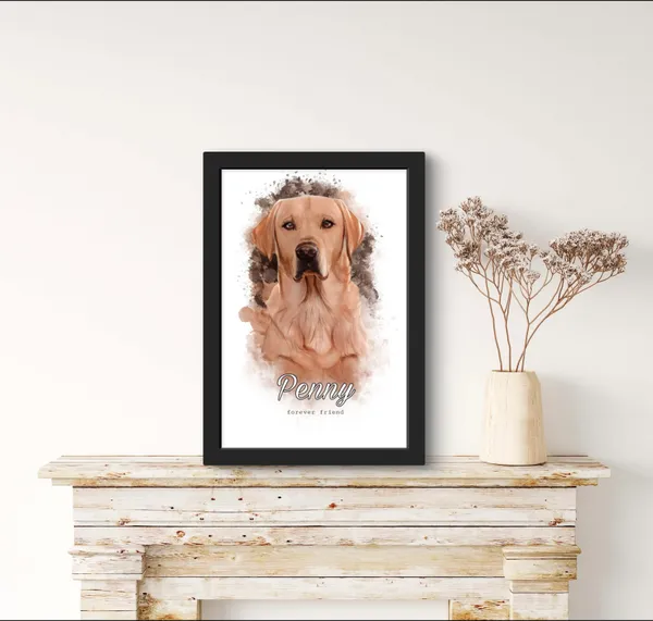 Plastic_Wood_Frame_Customizable_Pet_Digital_Oil_Painting_Black