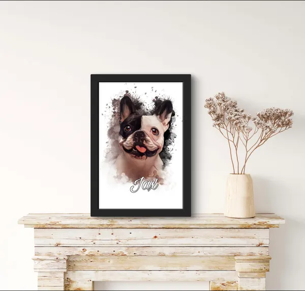 Plastic_Wood_Frame_Customizable_Pet_Digital_Oil_Painting_Black