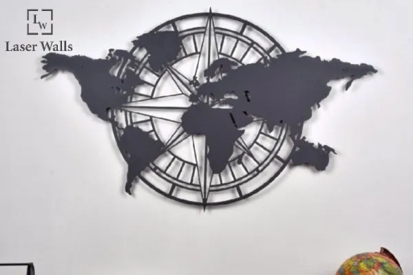 World_Compass_Map_From_Laserwall_Metal_World_Map_Compass_Metal_World_Decor_Wall_Decor_Wall_Hanging_House_Warming_Gift_Living_Room_Decor_Gift