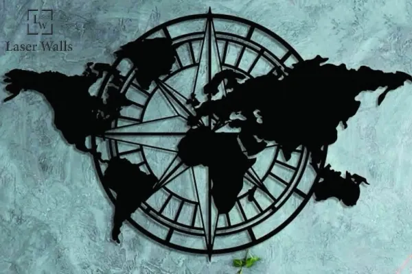 World_Compass_Map_From_Laserwall_Metal_World_Map_Compass_Metal_World_Decor_Wall_Decor_Wall_Hanging_House_Warming_Gift_Living_Room_Decor_Gift
