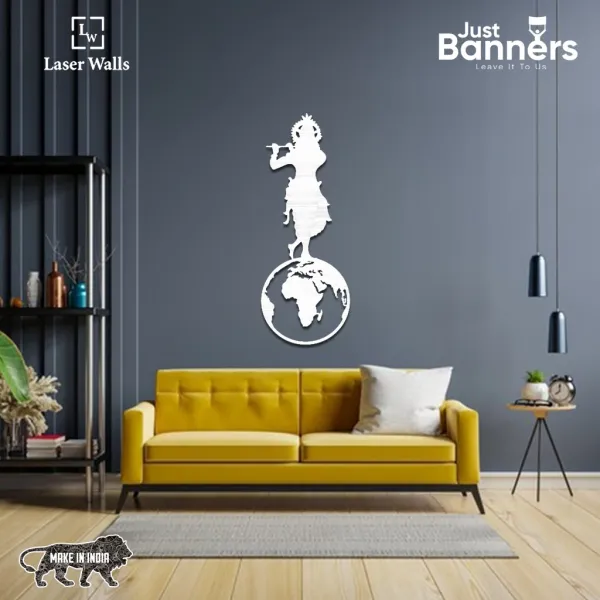 Lord_Krishna_Metal_Art_From_Laserwall_Krishna_On_World_Map_Metal_Wall_Art