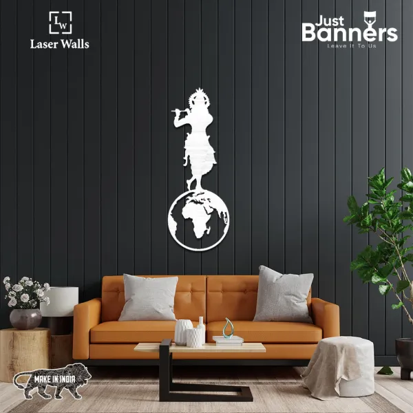 Lord_Krishna_Metal_Art_From_Laserwall_Krishna_On_World_Map_Metal_Wall_Art