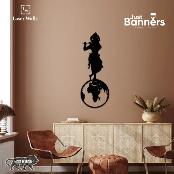 Lord_Krishna_Metal_Art_From_Laserwall_Krishna_On_World_Map_Metal_Wall_Art