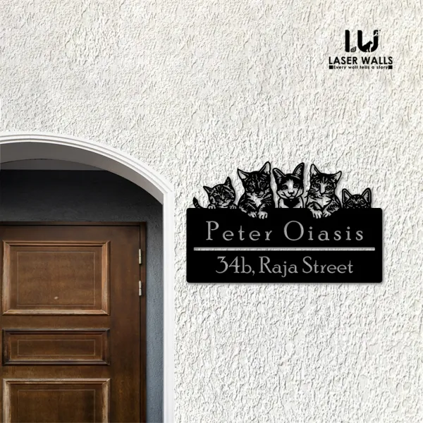 Cute_Peeking_Cats_Kittens_Metal_Address_Sign_House_Number_House_Name_Plate_Outdoor_Name_Plate_Signages_Metal_Name_Plate_Lasercutting_Name_Plate