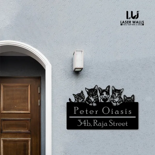 Cute_Peeking_Cats_Kittens_Metal_Address_Sign_House_Number_House_Name_Plate_Outdoor_Name_Plate_Signages_Metal_Name_Plate_Lasercutting_Name_Plate