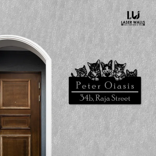 Cute_Peeking_Cats_Kittens_Metal_Address_Sign_House_Number_House_Name_Plate_Outdoor_Name_Plate_Signages_Metal_Name_Plate_Lasercutting_Name_Plate