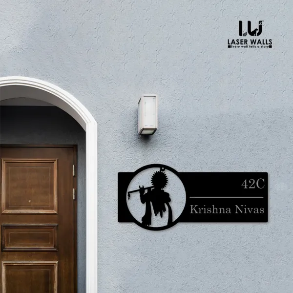 Lord_Krishna_Farm_House_House_Name_Plate_Number_Plate_Wooden_Name_Plate_Customised_Number_Plate_Steel_Name_Plate_Lasercut_Name_Plate