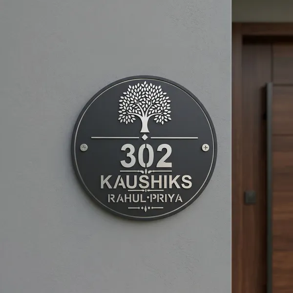 Black_Round_Door_Nameplate_With_Tree_Design