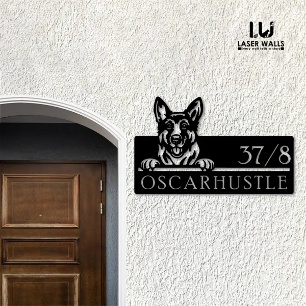 German_Shepherd_Dog_Farm_House_House_Name_Plate_Customised_Plate_Steel_Name_Plate_Lasercut_Name_Plate_Metal_Name_Plate_Office_Name_Plate